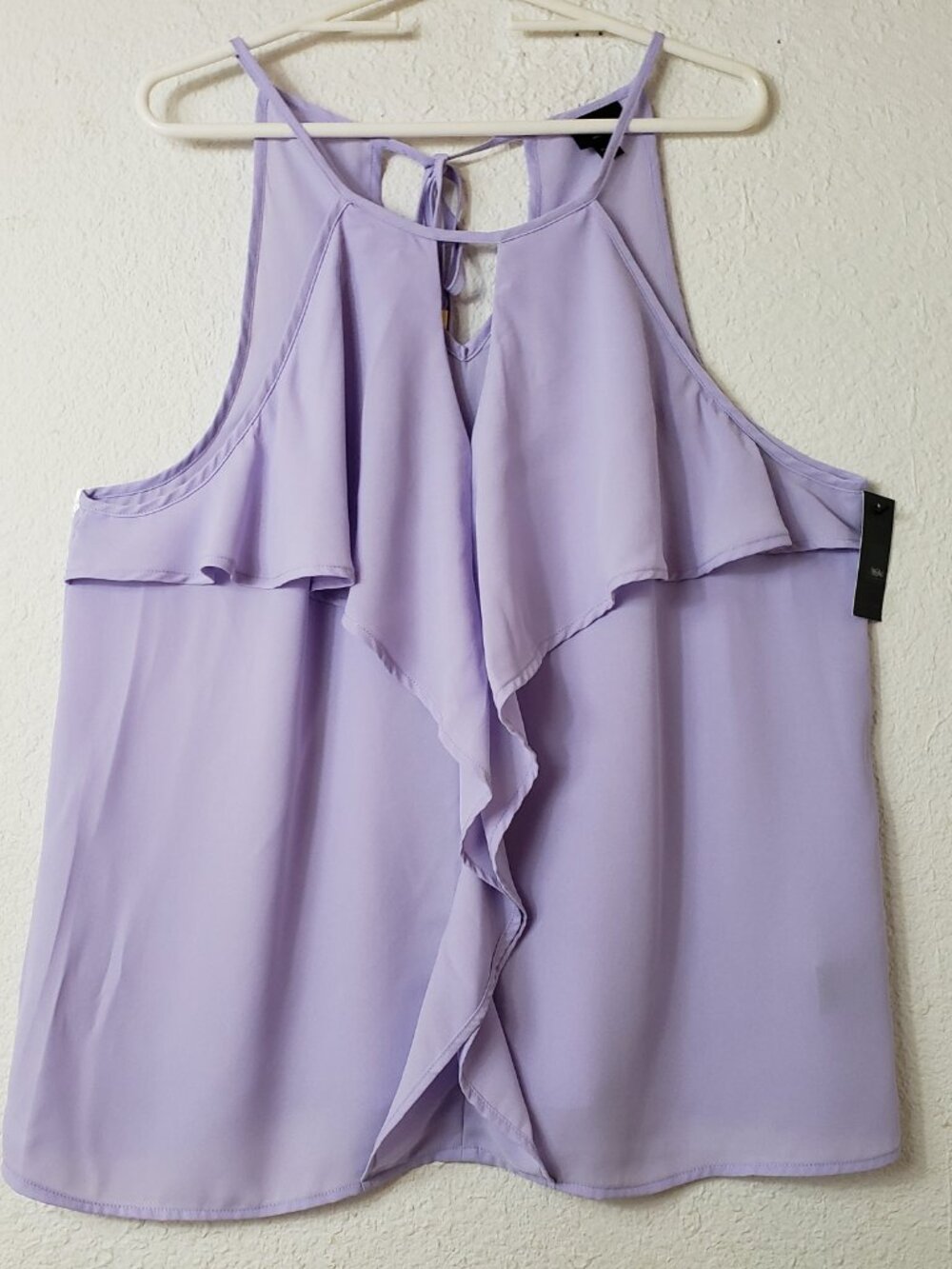 Mossimo Ruffle Blouse XXL Sleeveless Lavender Tie-Back Neck Office Casual Suit
